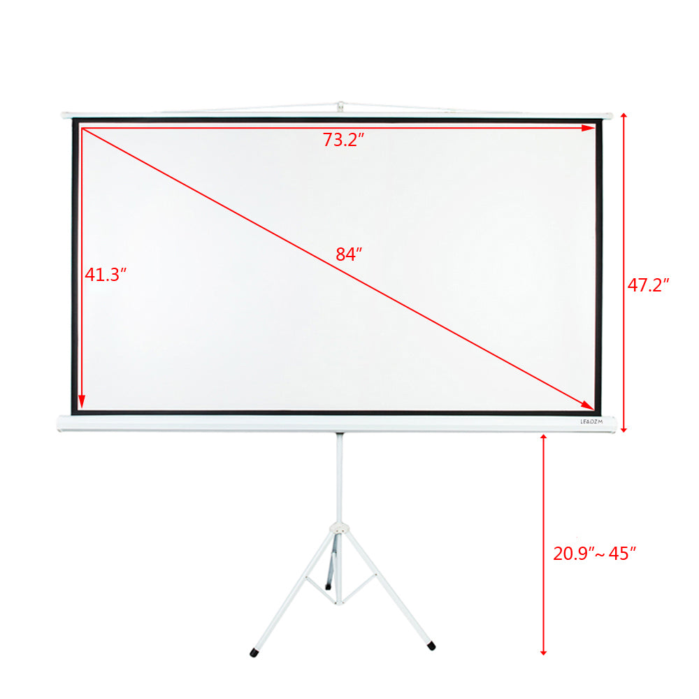 Perfect 84 INCH 16:9 HD Portable Tripod Pull Up Projector Screen Curtain